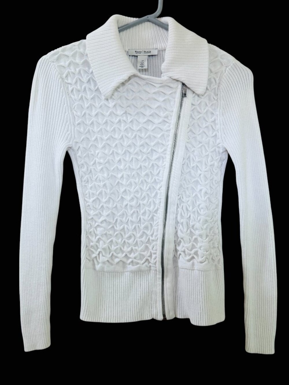 White House Black Market Moto Lattice Zip Cardigan